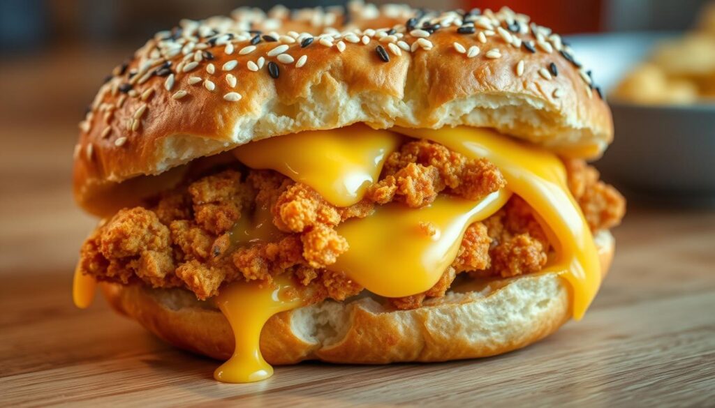 crispy chicken bagel crispy chicken bagel