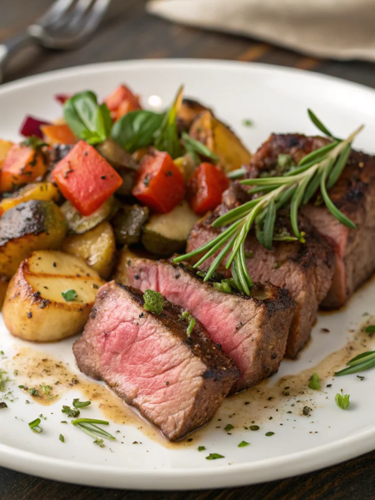 Garlic Butter Steak with Cheesy Rigatoni