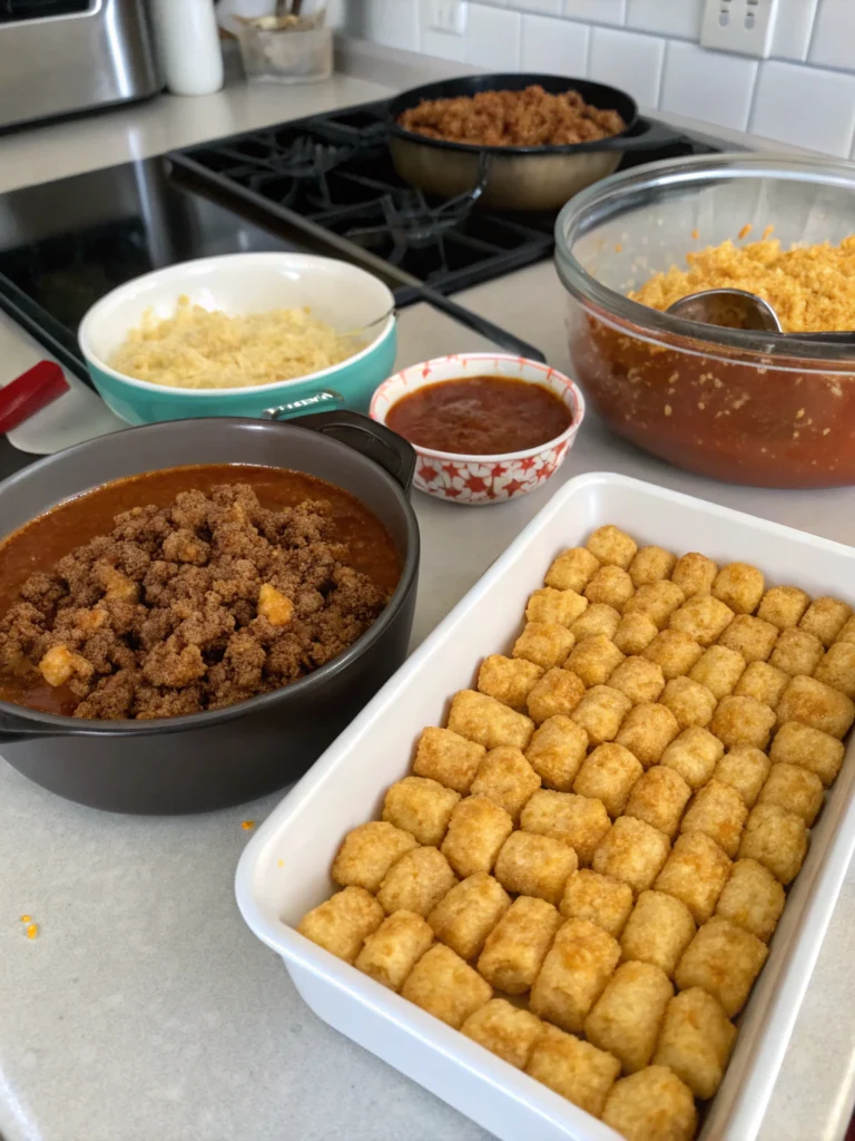Sloppy Joe Tater Tot Casserole